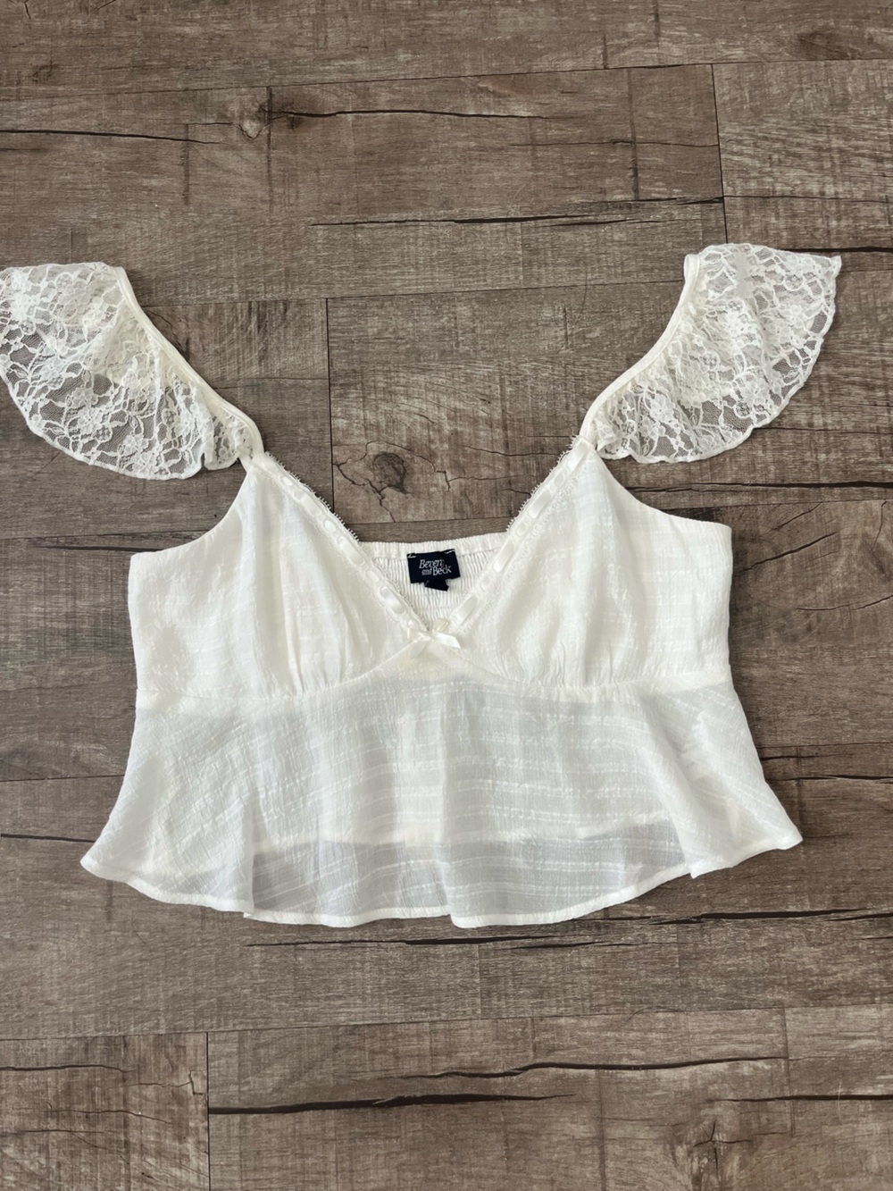 PacSun Ivory Lace Flutter Peplum Cami